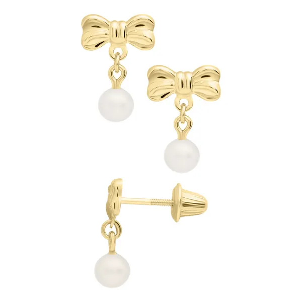 Childrens Bow and Pearl Earrings Baxter's Fine Jewelry Warwick, RI