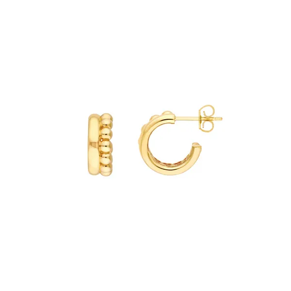 Beaded and Polished Open Hoop Earrings similar item image