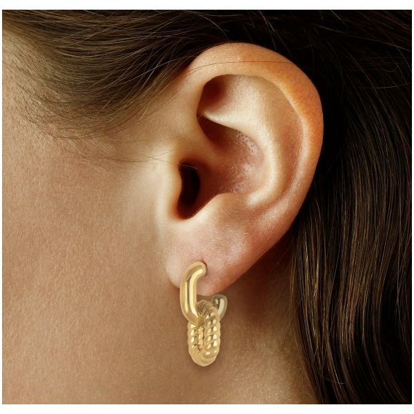 14k Double Link Twist Drop Earrings Image 2 Baxter's Fine Jewelry Warwick, RI