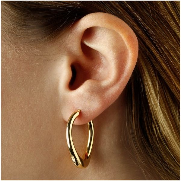 Gold U Shaped Hoops Image 2 Baxter's Fine Jewelry Warwick, RI