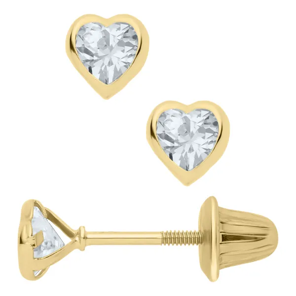 Childrens CZ Heart Stud Earrings Baxter's Fine Jewelry Warwick, RI