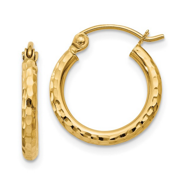 Diamond-cut Round Tube Hoop Earrings Baxter's Fine Jewelry Warwick, RI