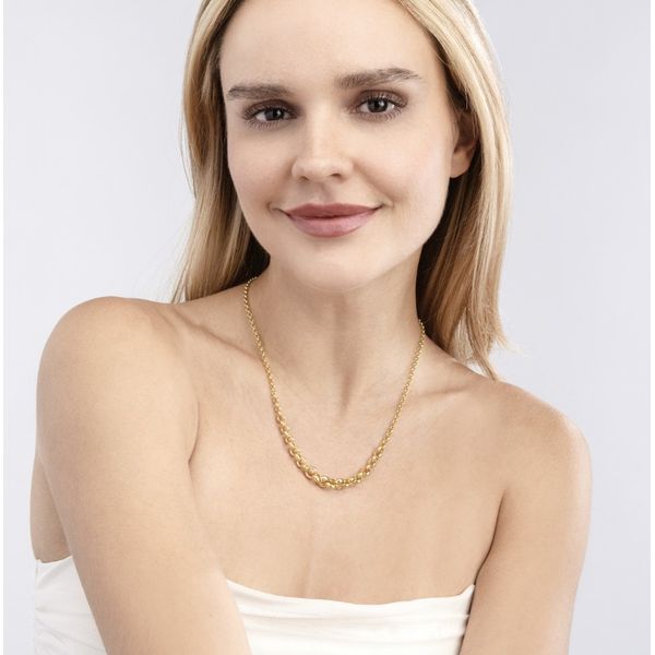 Hollow Graduated Medium Rolo Necklace Image 2 Baxter's Fine Jewelry Warwick, RI