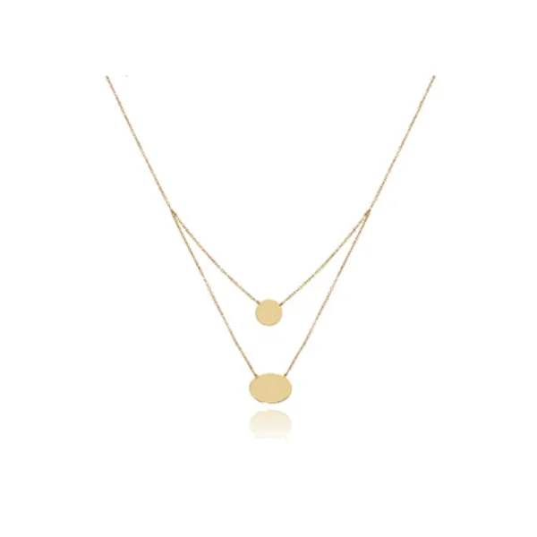 14K Yellow Gold Double Disc Necklace Baxter's Fine Jewelry Warwick, RI