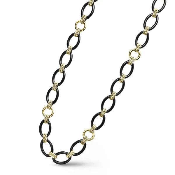 18k Gold and Black Ceramic Link Necklace thumb image 2