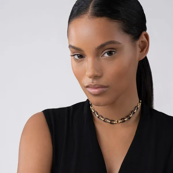 18k Gold and Black Ceramic Link Necklace thumb image 3
