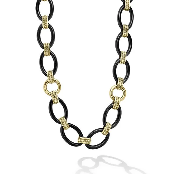 18k Gold and Black Ceramic Link Necklace thumb image 1