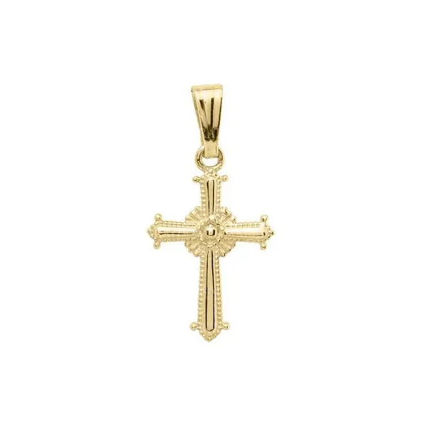 14k Gold Children's Ornate Cross Pendant with Chain Baxter's Fine Jewelry Warwick, RI