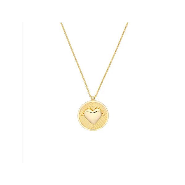 Chevron and Puff Heart Medallion Necklace