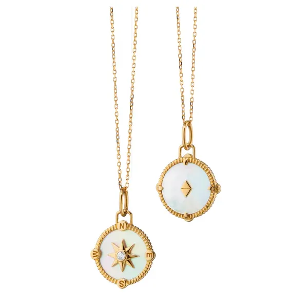 Mother of Pearl Mini \Adventure\ Compass Charm