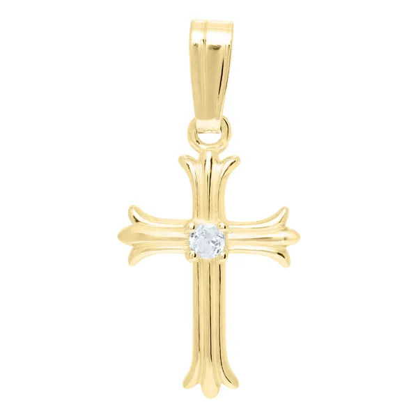 14k Children's White Topaz Cross Pendant Baxter's Fine Jewelry Warwick, RI