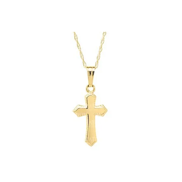 14k Gold Children's Beaded Edge Cross Baxter's Fine Jewelry Warwick, RI