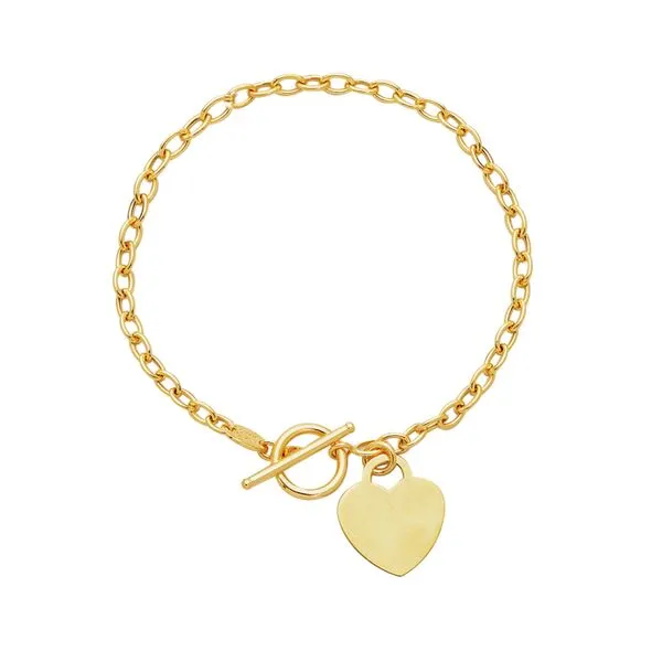 Gold Heart Charm Toggle Clasp Bracelet Baxter's Fine Jewelry Warwick, RI
