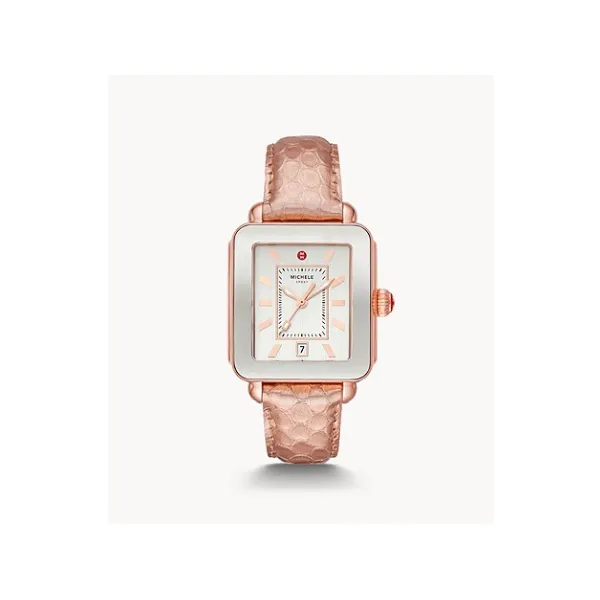 Deco Sport Pink Gold-Tone Rose Embossed-Leather Watch Baxter's Fine Jewelry Warwick, RI