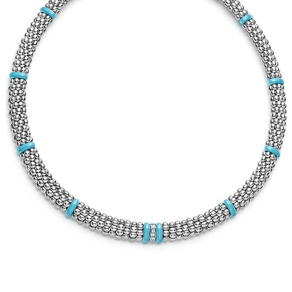 Diamond and Blue Ceramic Caviar Necklace Baxter's Fine Jewelry Warwick, RI