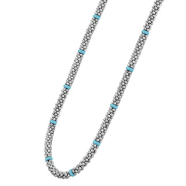 Silver Chain with Blue Ceramic Stations thumb image 2
