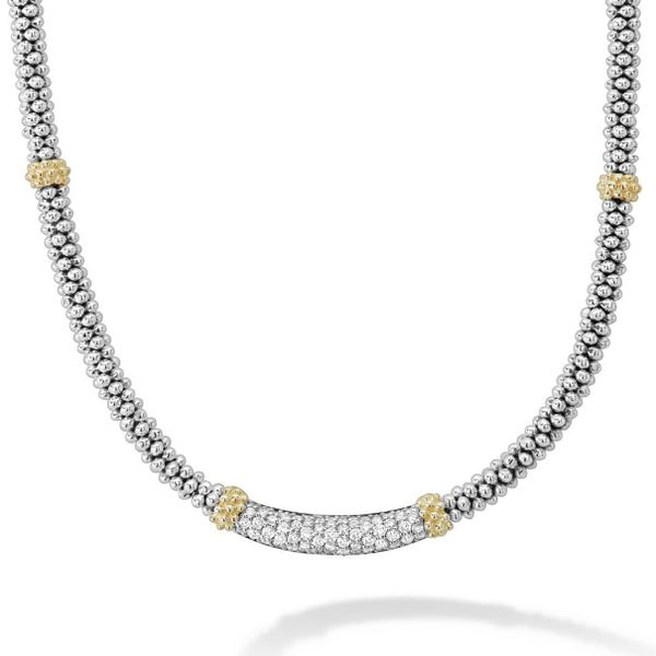 Two Tone Caviar Chain with Diamond Station Baxter's Fine Jewelry Warwick, RI