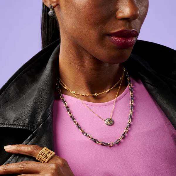 Mini Bezel Stone Necklace in All Yellow