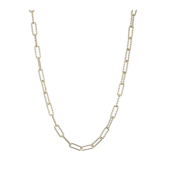 Sterling Silver Yellow Gold Plated Diamond Cut Paperclip Chain Baxter's Fine Jewelry Warwick, RI