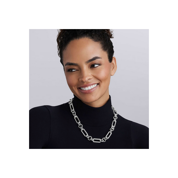 Large Sterling Silver Caviar Link Necklace Image 2 Baxter's Fine Jewelry Warwick, RI