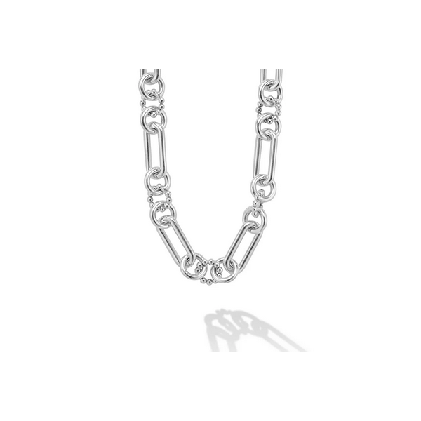 Large Sterling Silver Caviar Link Necklace Baxter's Fine Jewelry Warwick, RI