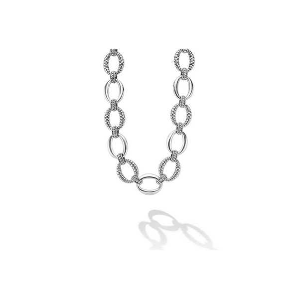 Sterling Silver Oval Fluted Link Necklace | 18mm Baxter's Fine Jewelry Warwick, RI