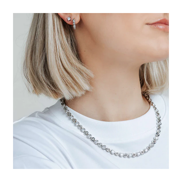 Sterling Silver CZ Bezel Necklace Image 2 Baxter's Fine Jewelry Warwick, RI