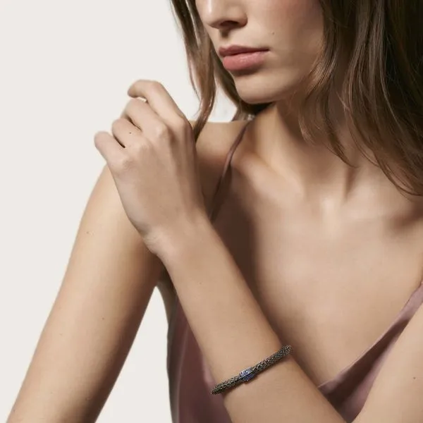 Tiga Chain Blackened Bracelet with Blue Sapphire thumb image 4