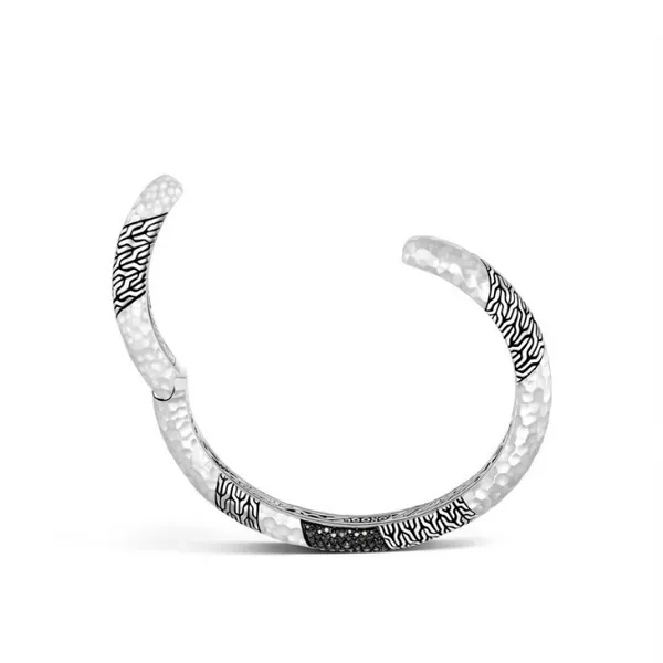 Classic Chain Hammered Kick Cuff, Black Sapphire thumb image 3