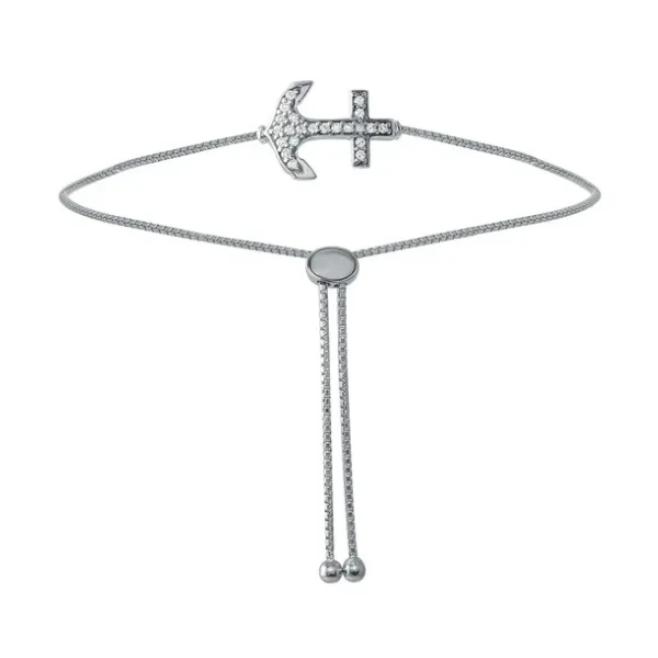 Sterling Silver CZ Anchor Bolo Bracelet Baxter's Fine Jewelry Warwick, RI