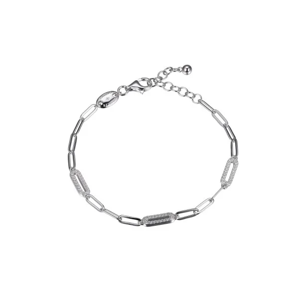 Sterling Silver CZ Paperclip Bracelet Baxter's Fine Jewelry Warwick, RI