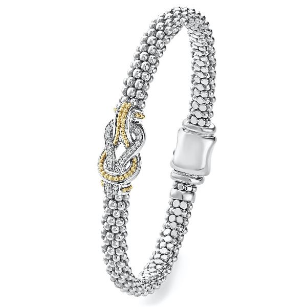Two Tone Diamond Knot Bracelet Image 2 Baxter's Fine Jewelry Warwick, RI