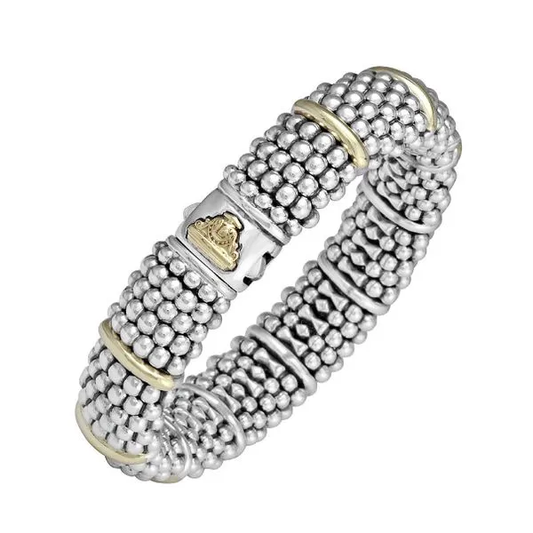 Wide Two Tone Caviar Station Bracelet thumb image 2