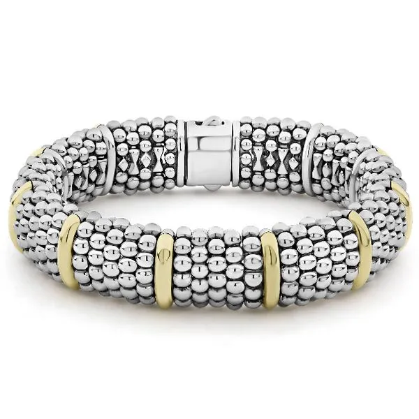 Wide Two Tone Caviar Station Bracelet thumb image 1