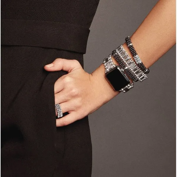 Black Ceramic Bracelet with Silver Stations thumb image 3