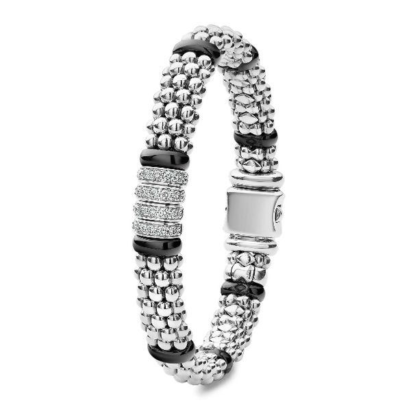 Diamond Station Caviar Bracelet Image 2 Baxter's Fine Jewelry Warwick, RI