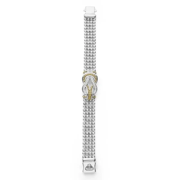 Two Tone Knot Diamond Chain Bracelet Image 2 Baxter's Fine Jewelry Warwick, RI