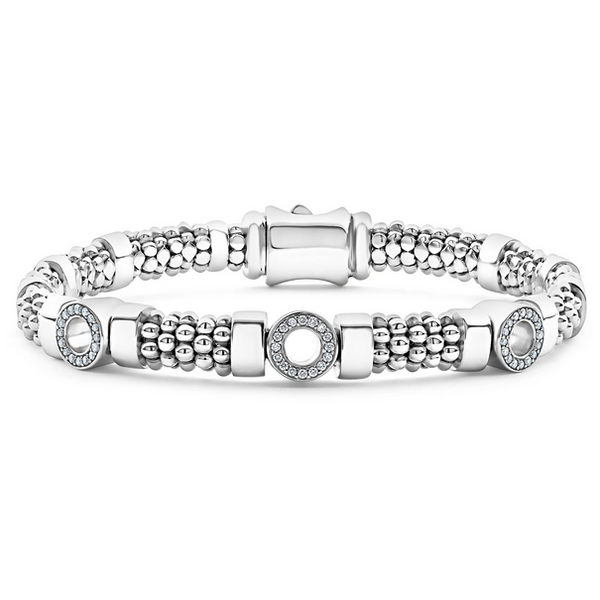 Medium Three Station Diamond Circle Caviar Bracelet Baxter's Fine Jewelry Warwick, RI