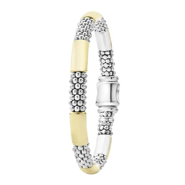 Two Tone Smooth Station Bracelet Image 2 Baxter's Fine Jewelry Warwick, RI