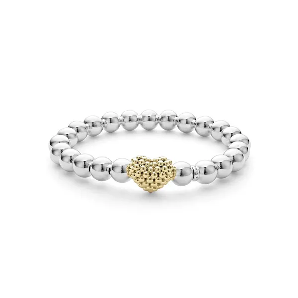 Stretch Gold Heart Bead Bracelet Baxter's Fine Jewelry Warwick, RI