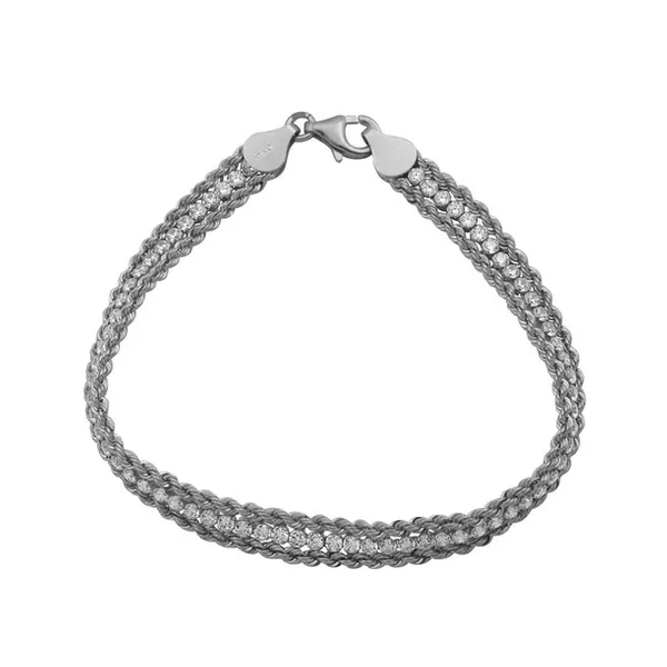 Sterling Silver Bracelet, Double Rope with CZ Baxter's Fine Jewelry Warwick, RI