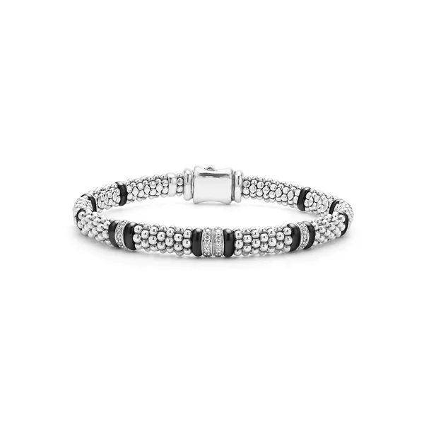 Four Station Diamond Caviar Bracelet | 6mm thumb image 1