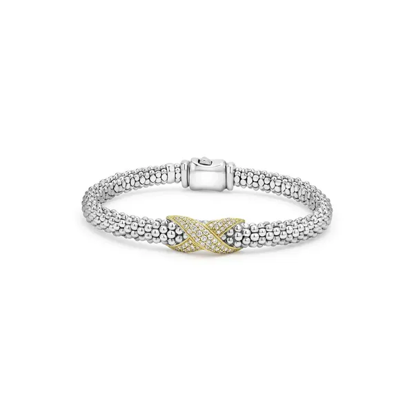 Two-Tone Diamond X Caviar Bracelet | 6mm thumb image 1