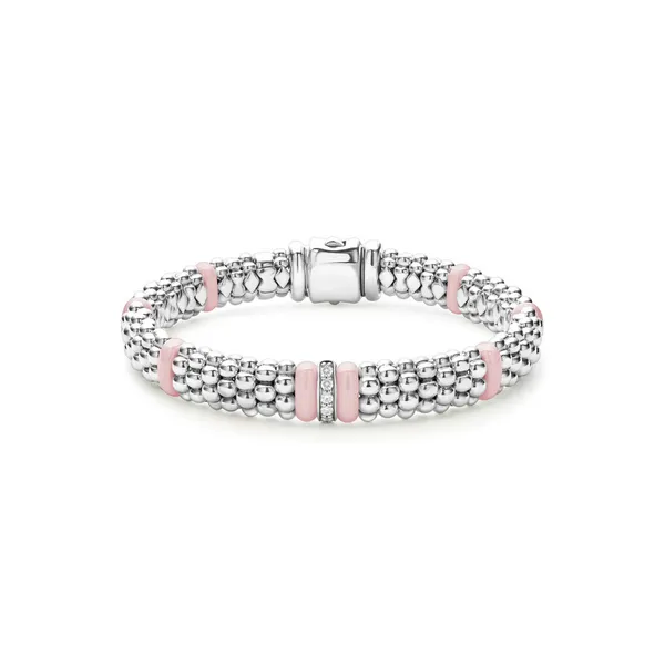 Single Station Diamond Caviar Bracelet | 9mm thumb image 1