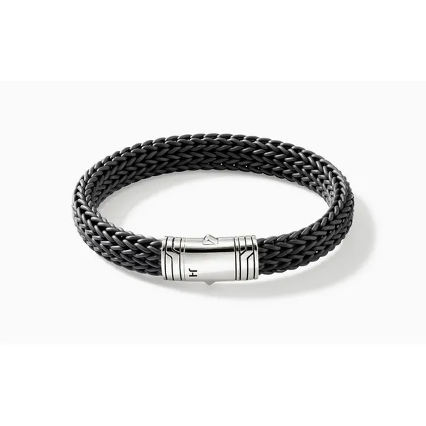 Pusher Clasp Bracelet, Rubber, Silver, 10MM Baxter's Fine Jewelry Warwick, RI