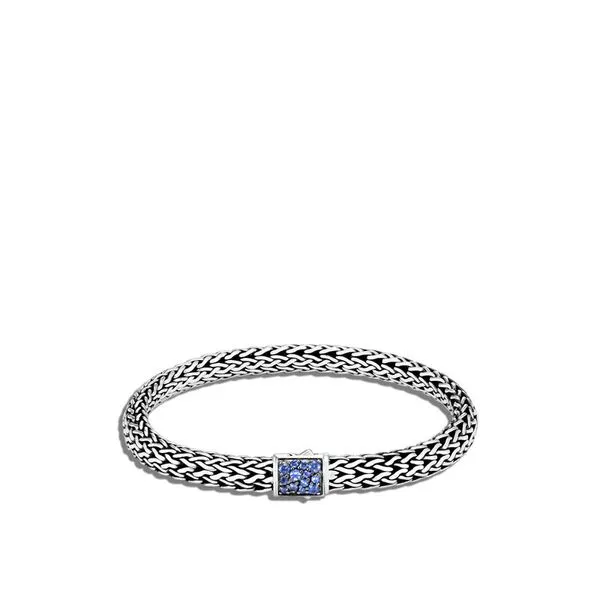 Reversible Classic Chain Bracelet with Black Sapphire and Blue Sapphire thumb image 1