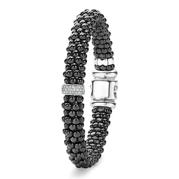Black Ceramic and Diamond Station Bracelet thumb image 2