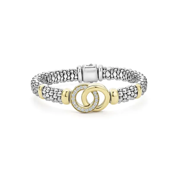 Two-Tone Interlocking Diamond Caviar Bracelet | 9mm thumb image 1