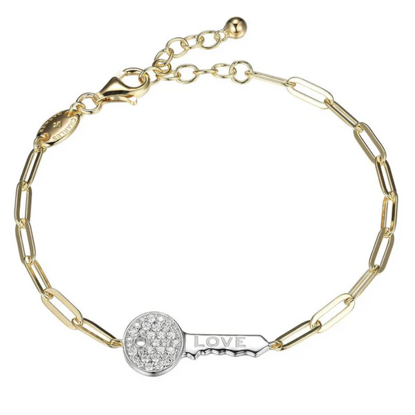 Sterling Silver CZ Love Key Bracelet Baxter's Fine Jewelry Warwick, RI