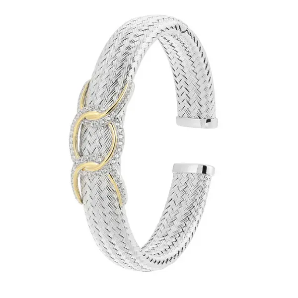 Sterling Silver Wide CZ Cuff Bracelet Baxter's Fine Jewelry Warwick, RI